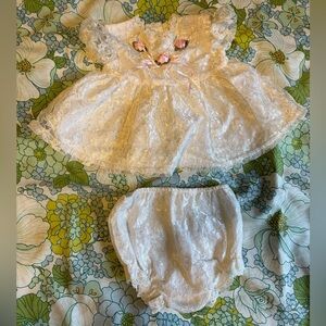 Vintage Brooke Lindsay Dress and Diaper Cover Size 0-6 Months